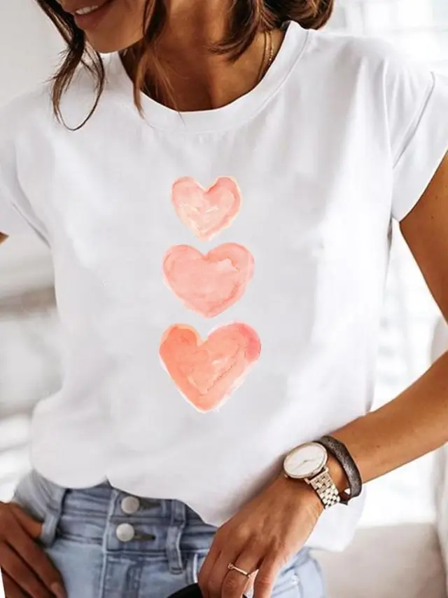Crew Neck Casual Printed T shirt For Women Ts 2301 14 Xxl - Shop at LoveMi