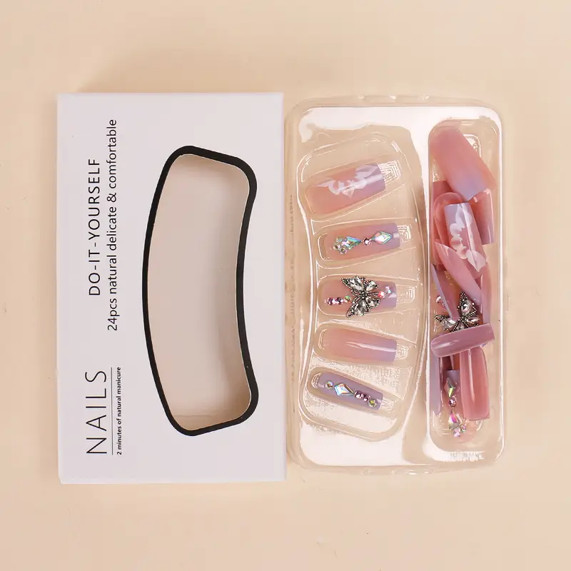 Nail Patch Wear Butterfly Colorful Crystals Removable