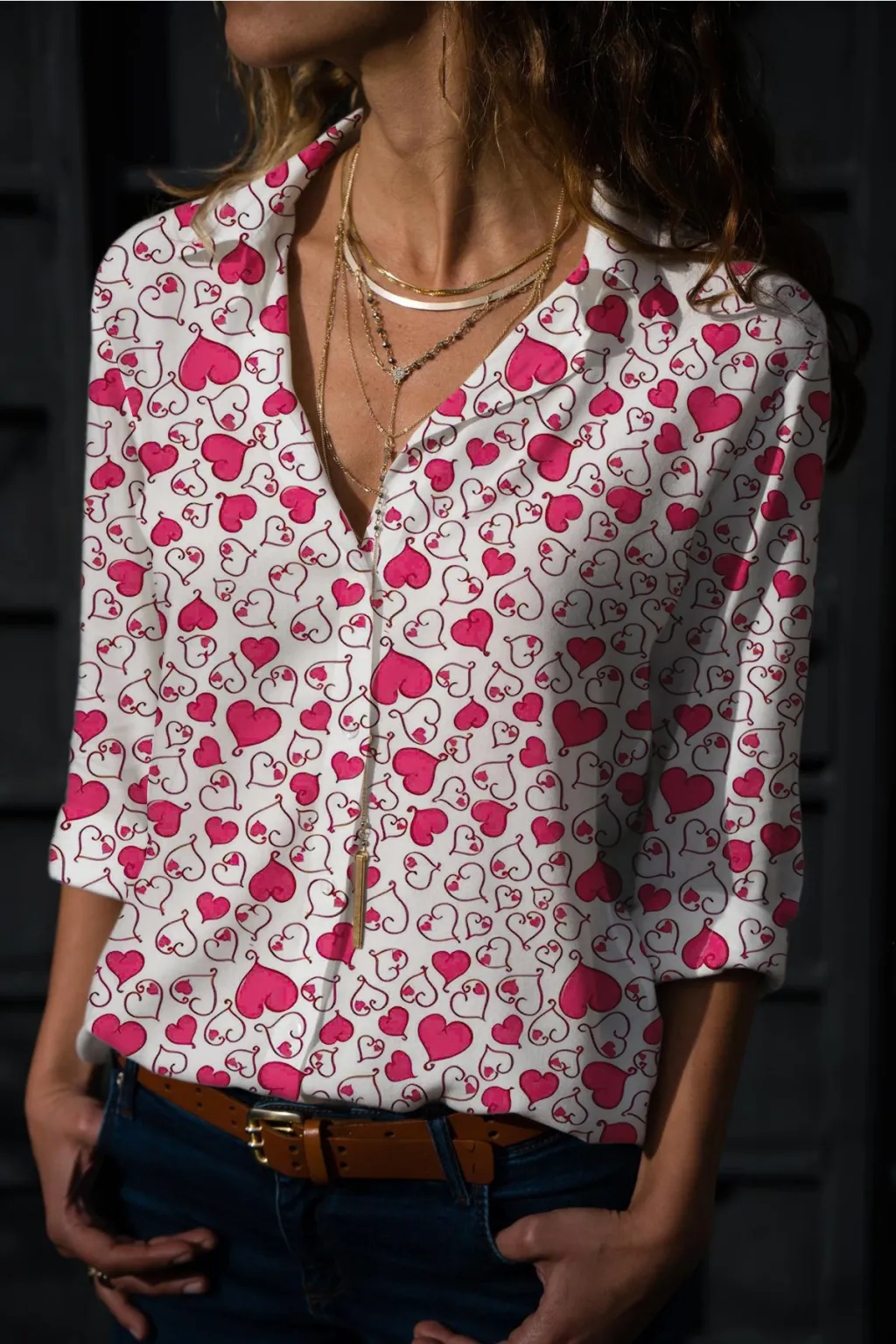 Fashion Digital Printing Long-sleeved Shirt Love - Nz240110-Xl