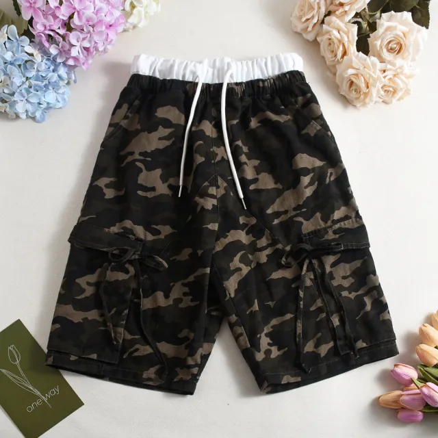Loose Double Waist Casual Style Camouflage Pocket Drawstring Shorts Jungle Camouflage Xl - Shop at LoveMi
