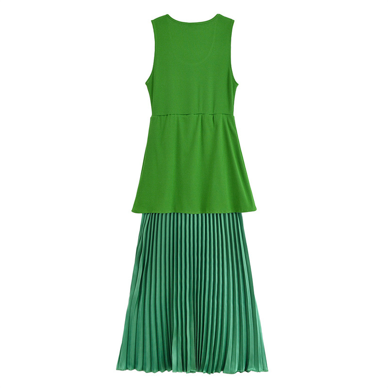 Women's Knitted Small Pleated Stitching Dress