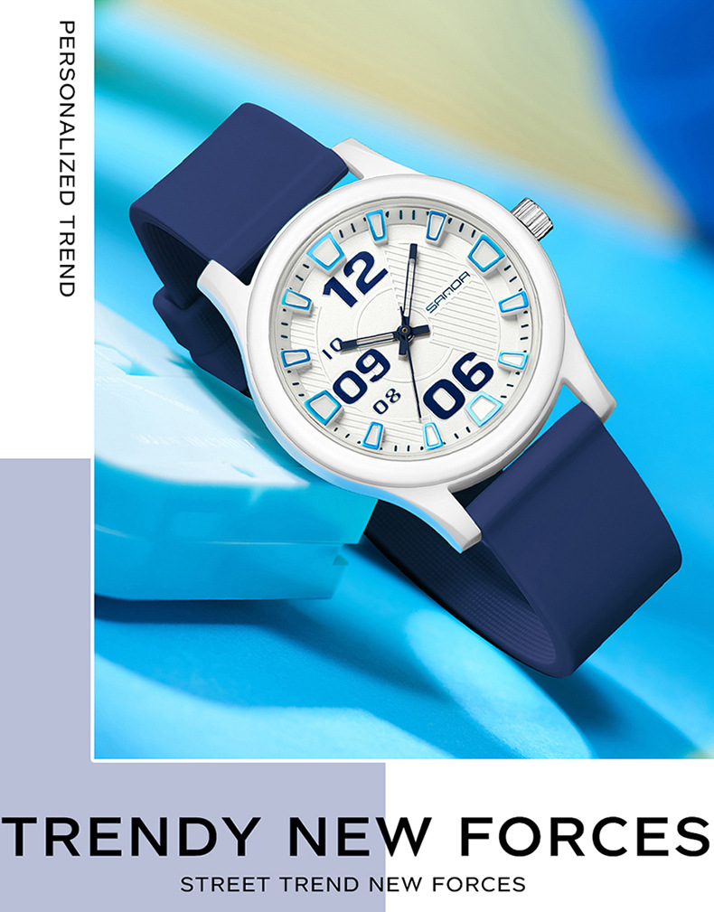 Sanda 3252 Waterproof Silicone Strap Quartz Watch For Teenagers Boys and Girls