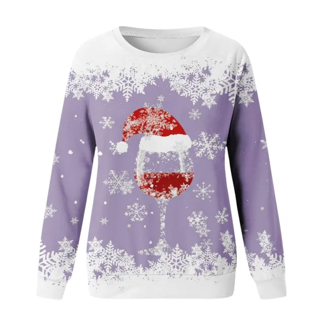 Christmas New Women's Round Neck Sweater 3D Digital Printing Casual Women's Clothing Stylepl10883 M - Shop at LoveMi