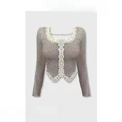 Niche Slim Fit Inner Wear Short Bottoming Sweet And Spicy Short Top - 27 Gray Long Sleeves - View 1