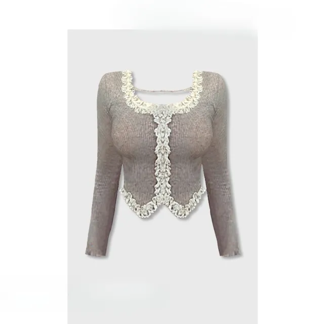 Niche Slim Fit Inner Wear Short Bottoming Sweet And Spicy Short Top 27 Gray Long Sleeves - Shop at LoveMi