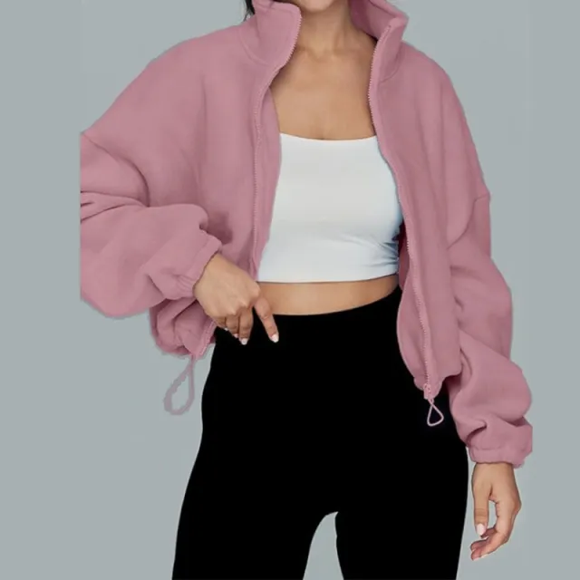 Loose Lapel Cardigan Zipper Sweater Lotus Root Color L - Shop at LoveMi