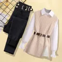 Apricot Black Pants 3Pcs Set