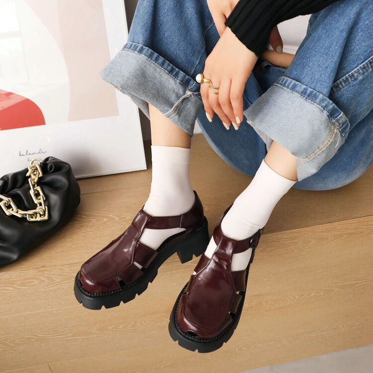 Summer Thick-soled Athletic Platform Buckle Round-toe Casual Rubber Clog Shoes