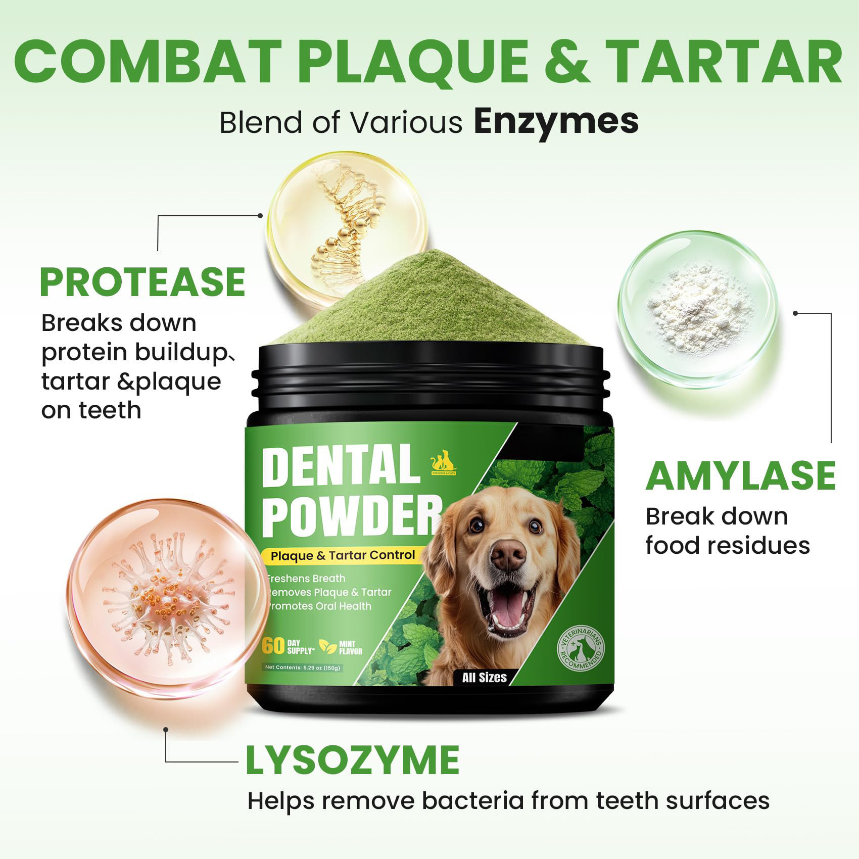 Dog Dental Cleaning Powder, Dog Tooth Powder, Cat Breath Freshener