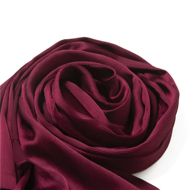 Solid Color Silk Scarf Basic All matching Wine Red - Shop at LoveMi