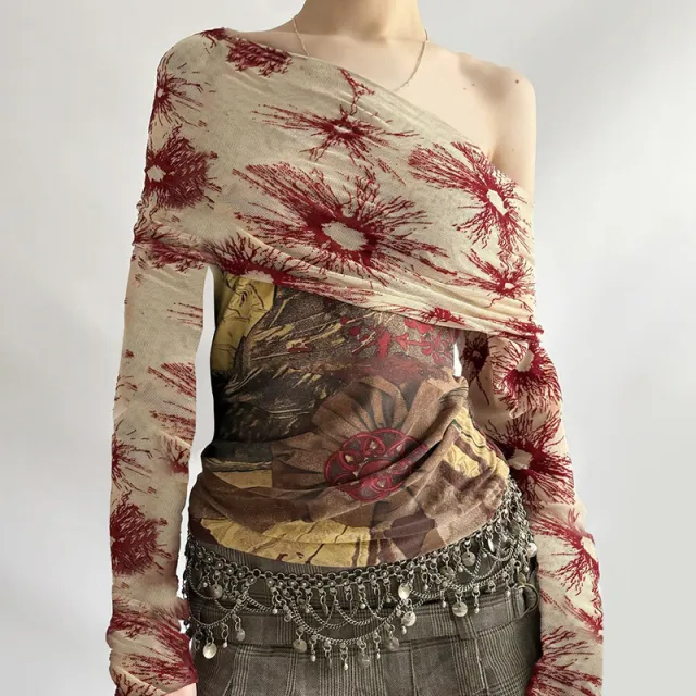 T shirt Shoulder Personality Slim Fit Long Sleeve 24280 Color L - Shop at LoveMi