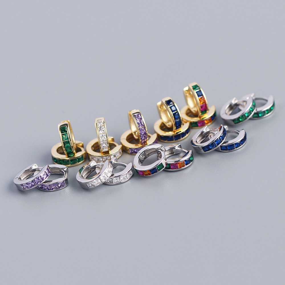 Diamond Square Color Zircon Earrings