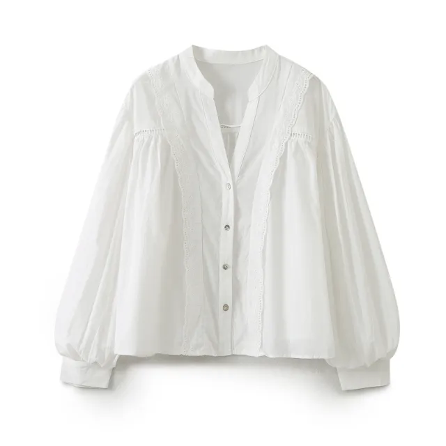 New Temperament V neck Long Sleeve Satin Tie dyed Pleated Irregular Shirt Women - Shop at LoveMi