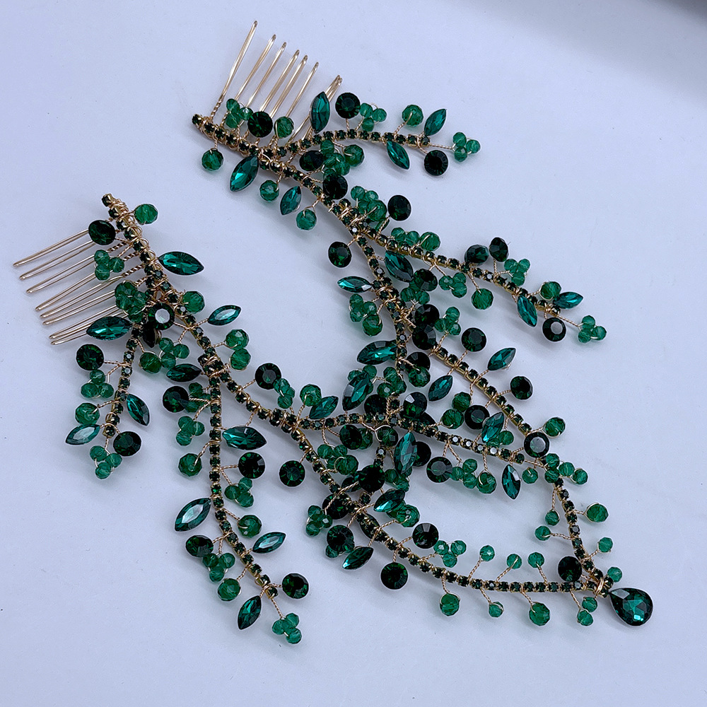 Handmade Forehead Chain Double Hair Comb Pendant Forehead Ornament In Colorful Hues