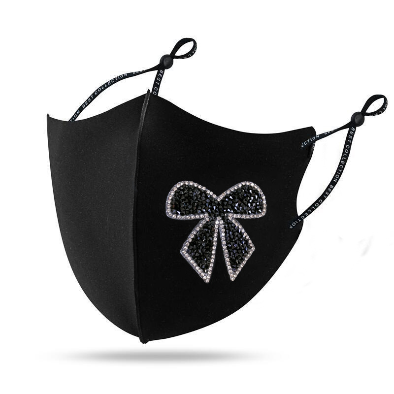 Women's Mask Diamond Shiny Diamond Bow Creative Pattern Sun Block Dustproof Warm - Picture 17 of 22