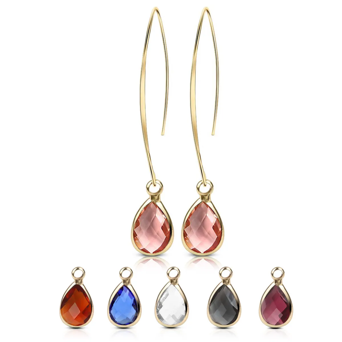 Water Drop Vintage Long Crystal Glass Earrings