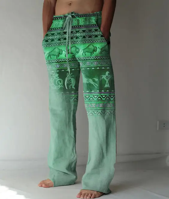 Men's Linen Printed Loose Casual Pants