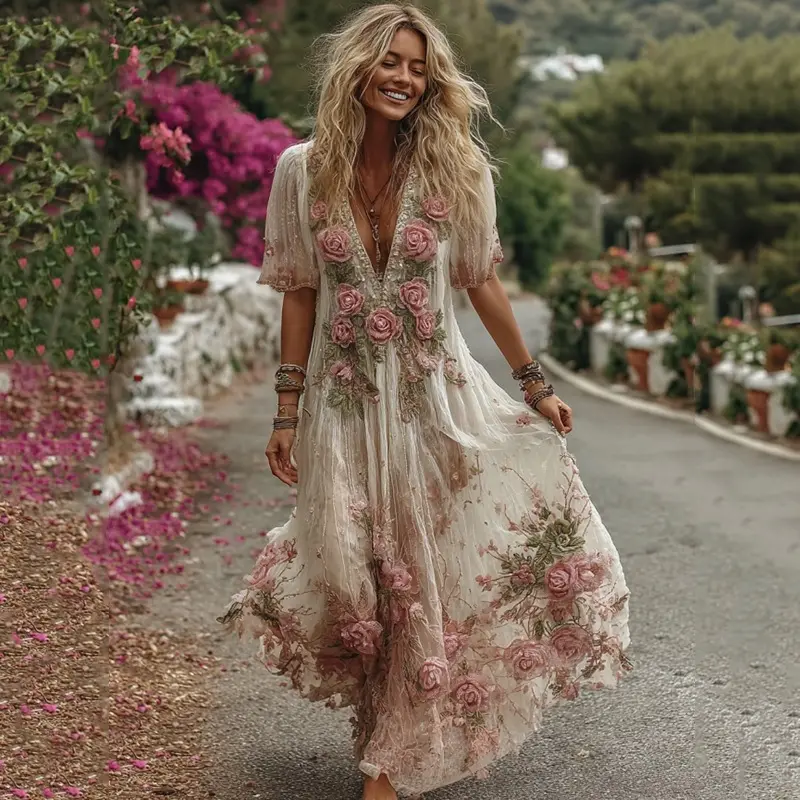 Women's Floral Print Pleated Skirt
