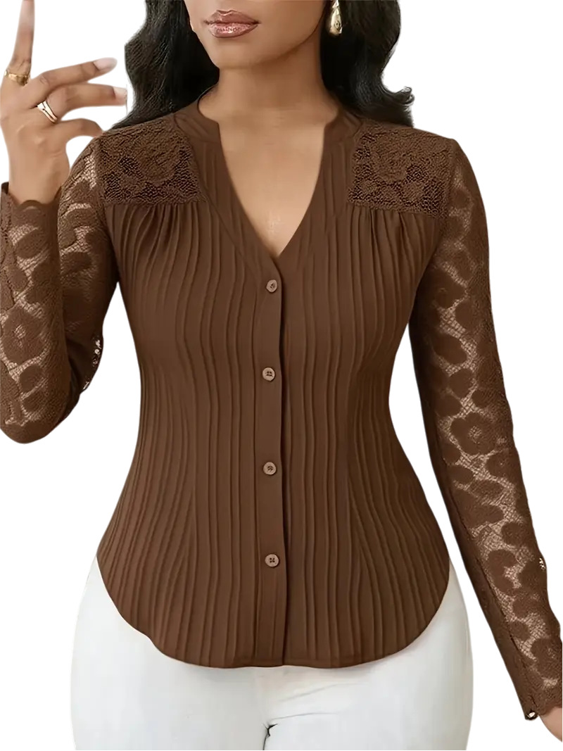 Hollow-out Long-sleeve V-neck Cardigan - Image 7