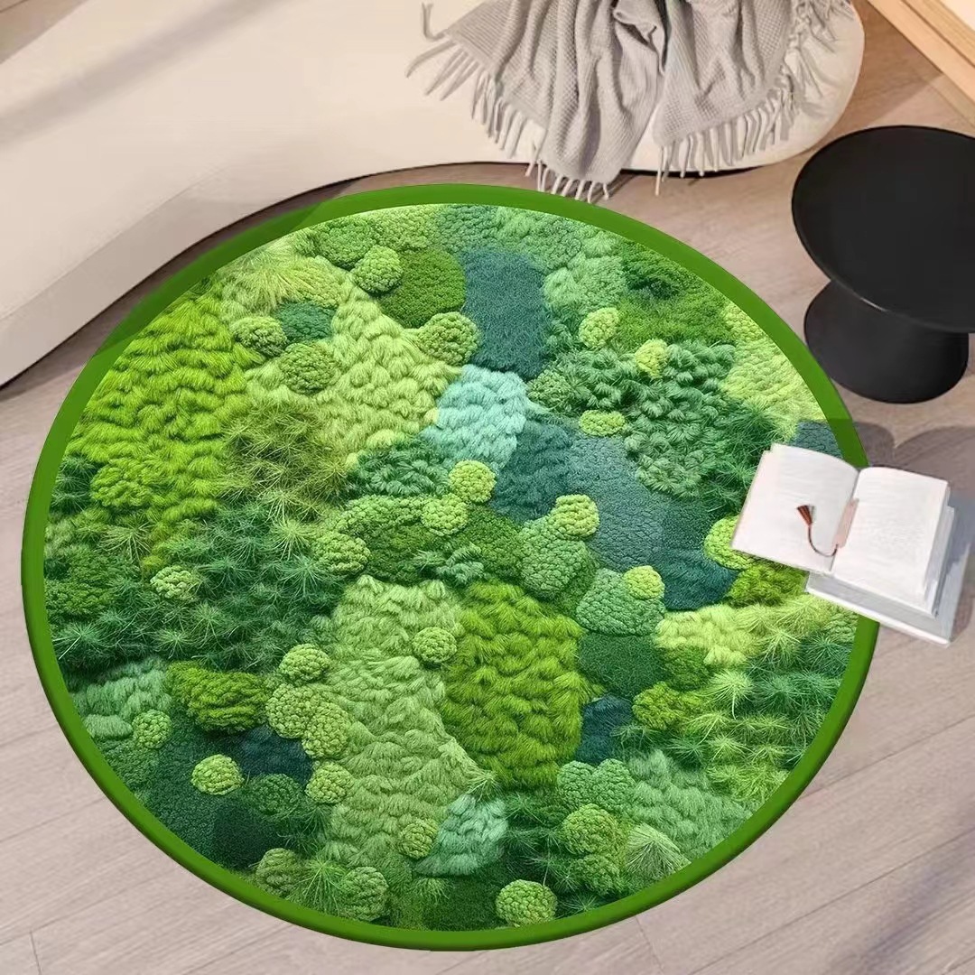 Title 9, Cashmere-like Round Moss Carpet Bathroom Absorb...