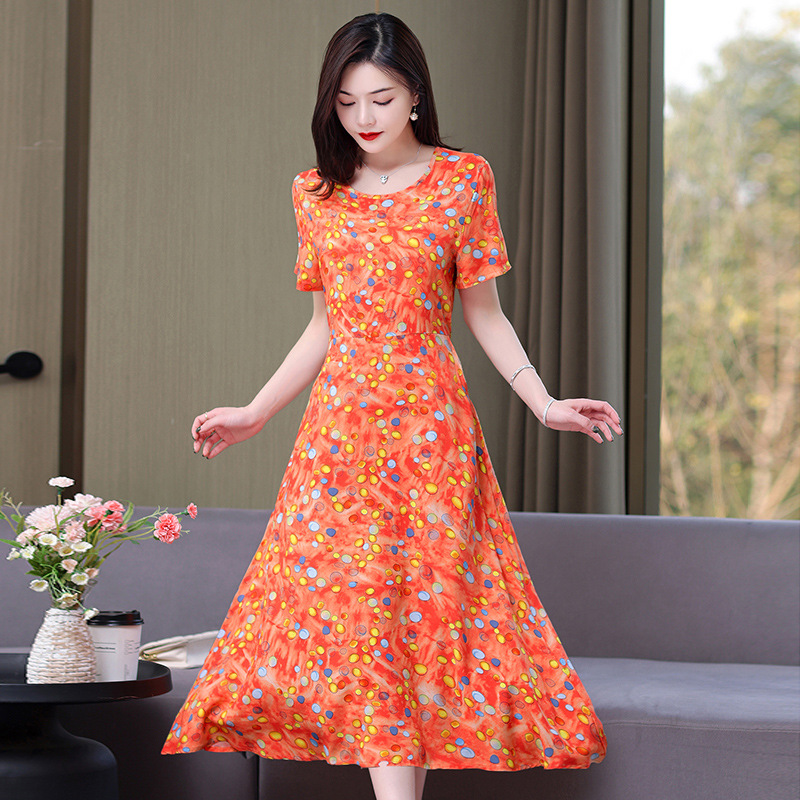 Temperament Waist-controlled Floral Print Large Swing Fashion Skirt