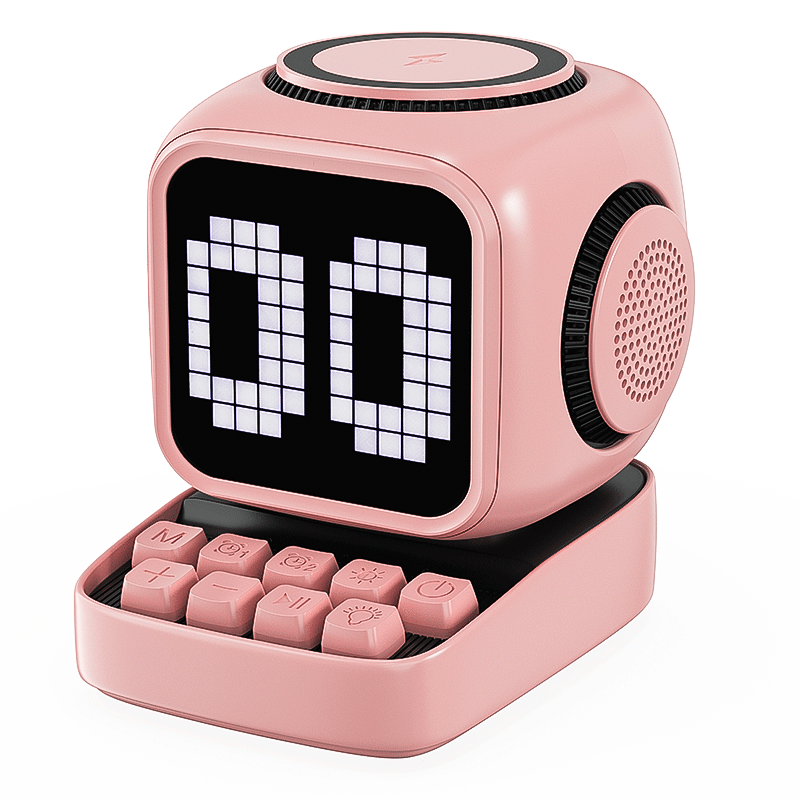 Pixel Bluetooth Speaker With Display And Wireless Charger