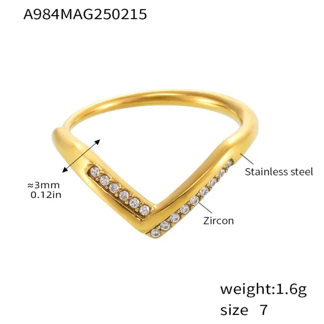 Stainless Steel Ring For Women Does Not Fade Gold White Zircon Ring - Shop at LoveMi