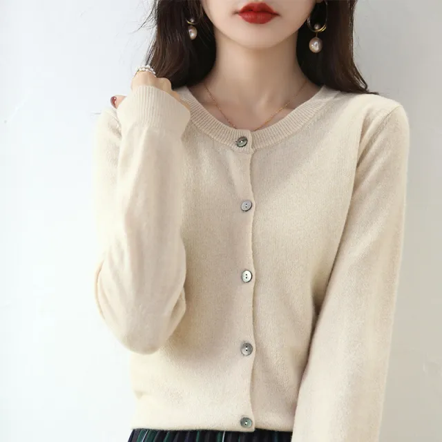 Women's Cardigan Sweater Coat Short Knitwear Beige - Shop at LoveMi