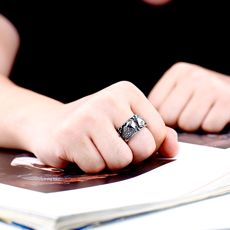 Men's Fashion Personalized Ethnic Style Ornament Vintage Stainless Steel Ring