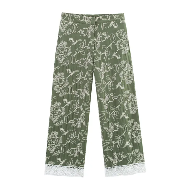 Embossed Lace Pants Foot Embroidery Shirt Hem Embroidery Pants - Shop at LoveMi