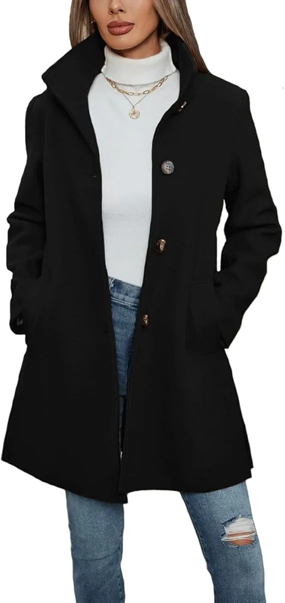 Fashion Casual Autumn And Winter Thick Long Sleeve Woolen Long Thick Coat Black - Shop at LoveMi