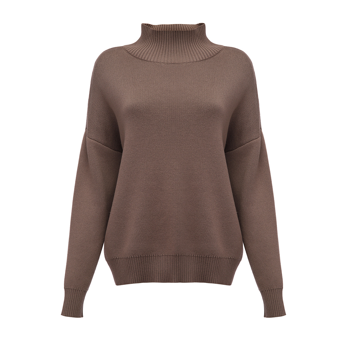 Women's Fashionable All-matching Loose Mock Neck Knitted Sweater