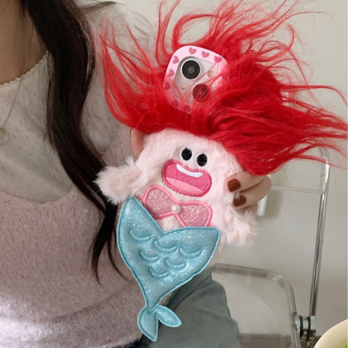 Plush Funny Puffed-Up Mermaid Drop-Proof Phone Case