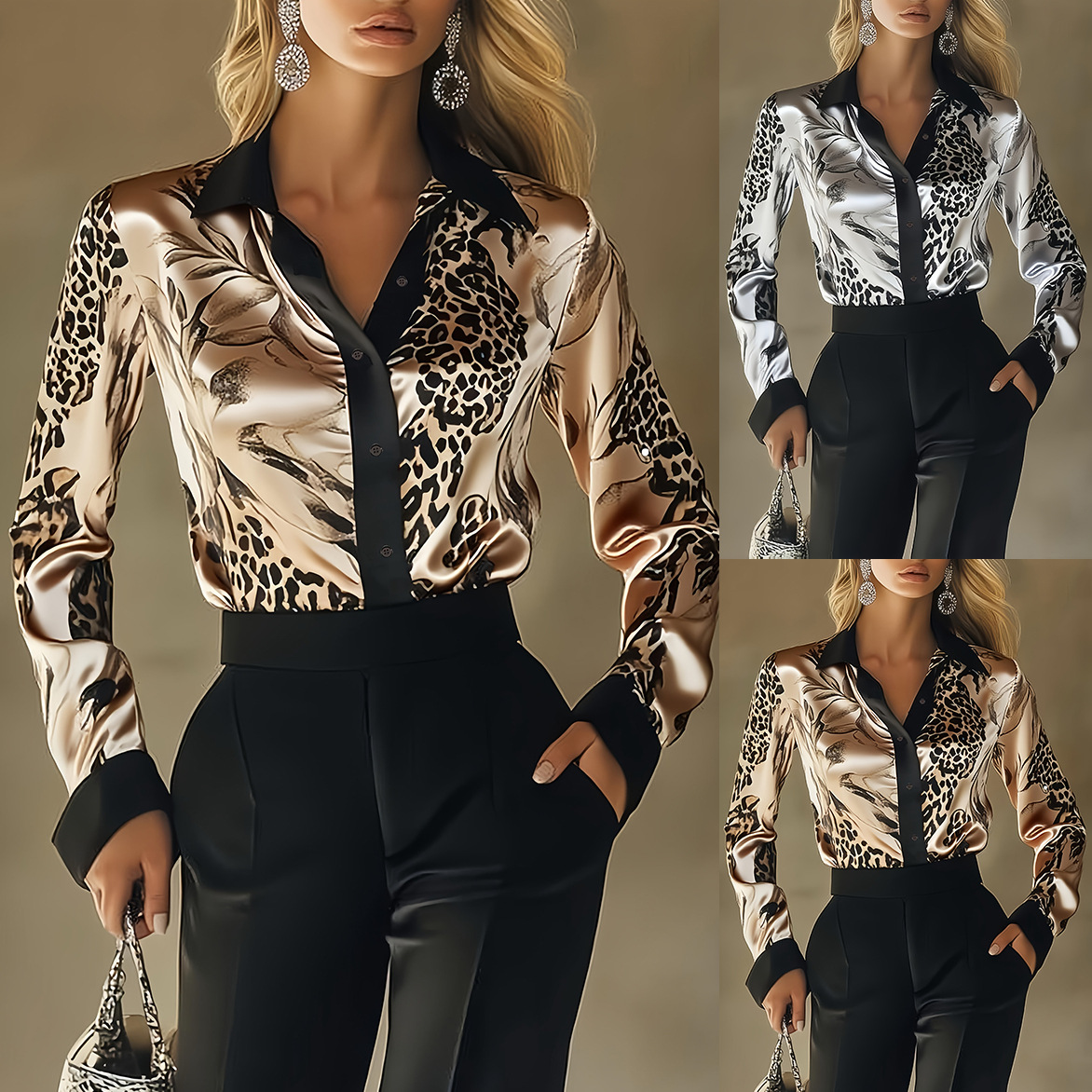 Women's Long-sleeve Shirt With Face-button Print - Image 4