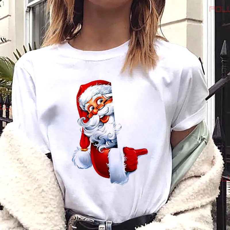 European And American Women's Clothing Merry Christmas Happy Short-sleeved T-shirt Women's Top Women's Round Neck - Bt4308