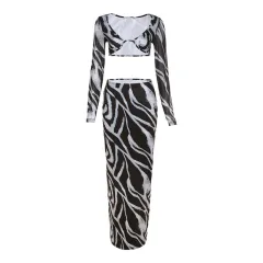 Women's Fashion V-neck Low-cut T-shirt Suit - Black - View 1