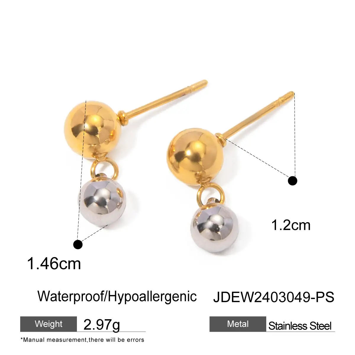Jingqiao European And American Stainless Steel Round Ring Earrings Pendant High-grade