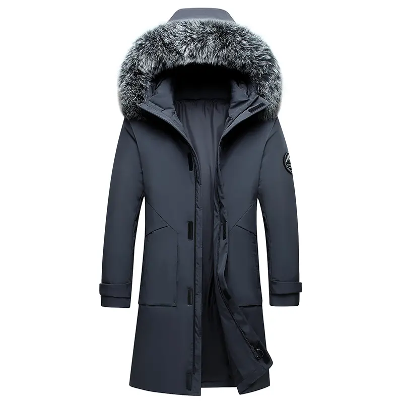 Fox Fur Collar Men's Coat Hooded Clothing Mid-length Down
