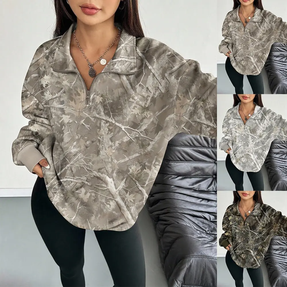 Womens Printed Loose-fit Sweatshirt