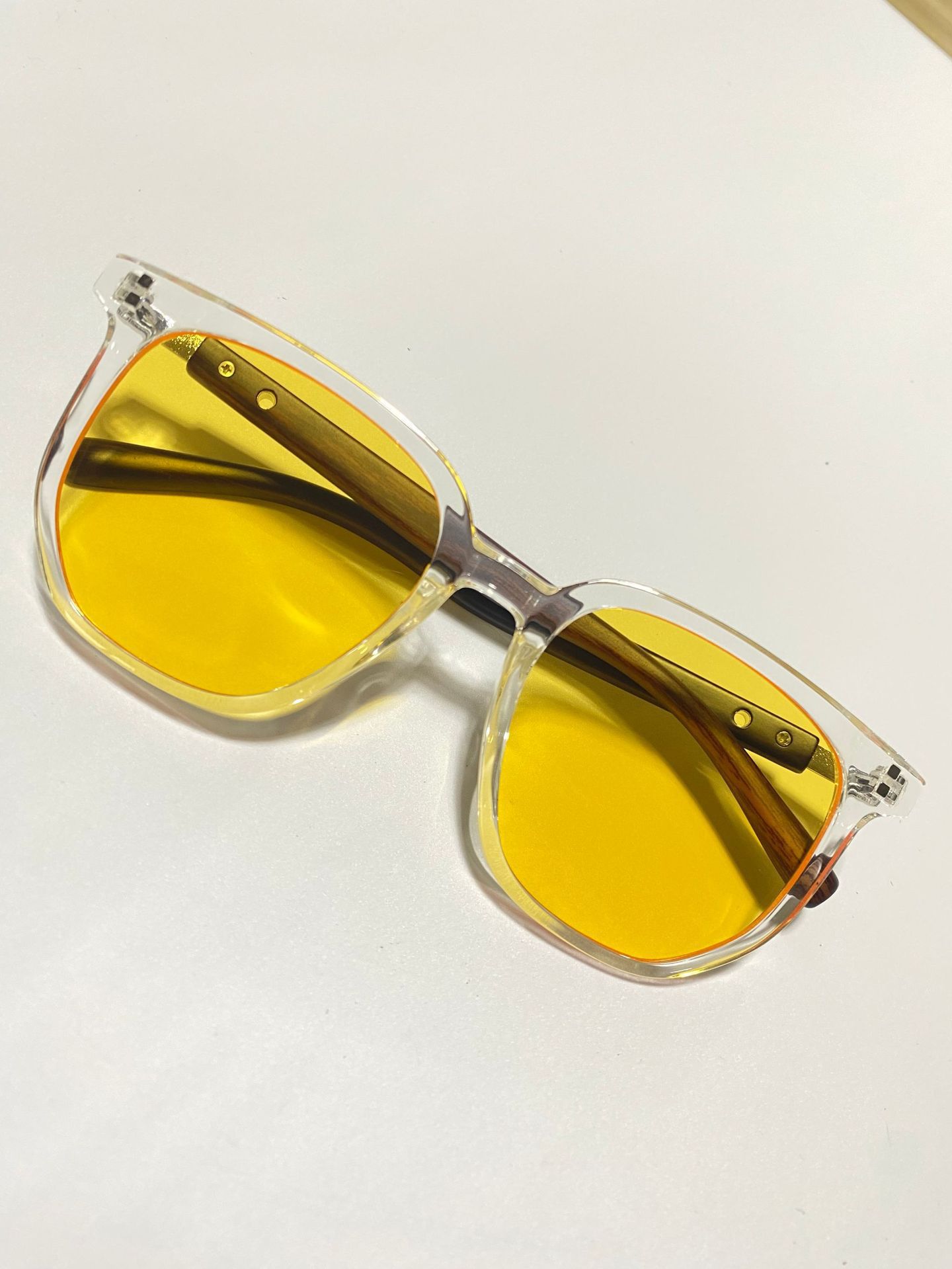 Fashionable Retro Polygonal Wood-grain Temple Arms, Stylish For Commuting And Easy To Match