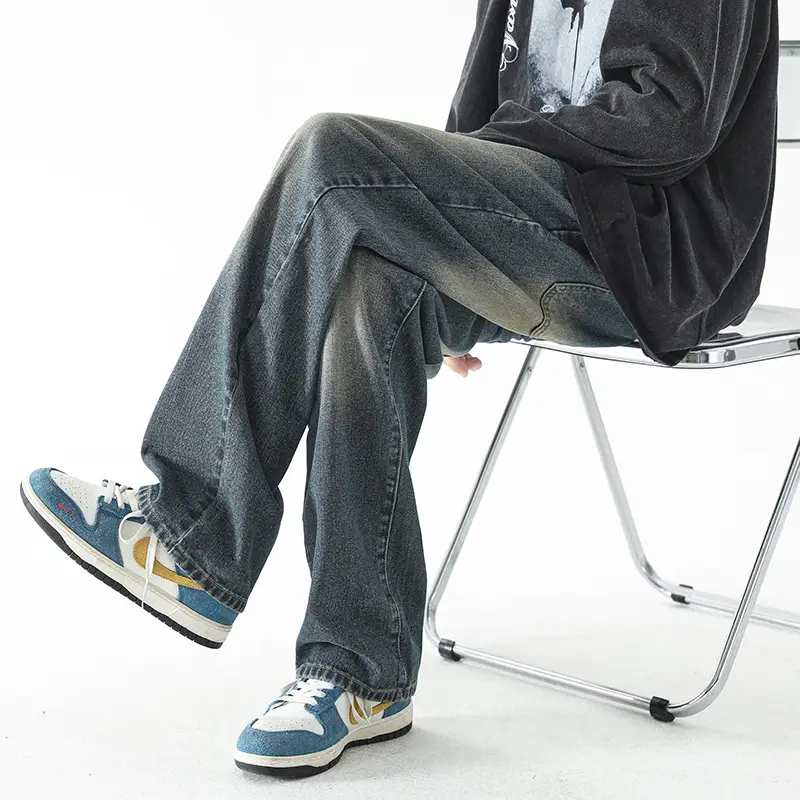 American Style Nostalgic Vintage Green Jeans For Men