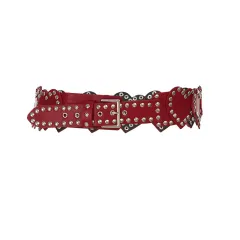European And American Retro Fashion Elastic Elastic Waist Tight Decoration - Red - View 1