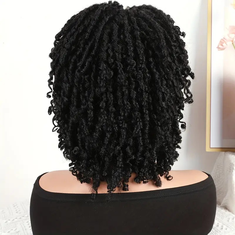African Small-curl Wig With Braided Hair