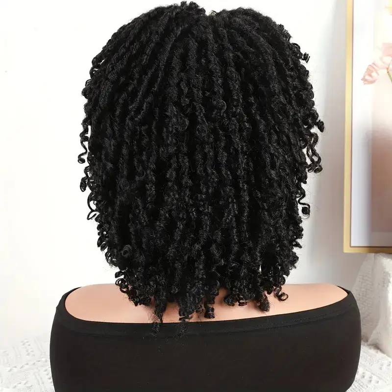 African Small-curl Wig With Braided Hair