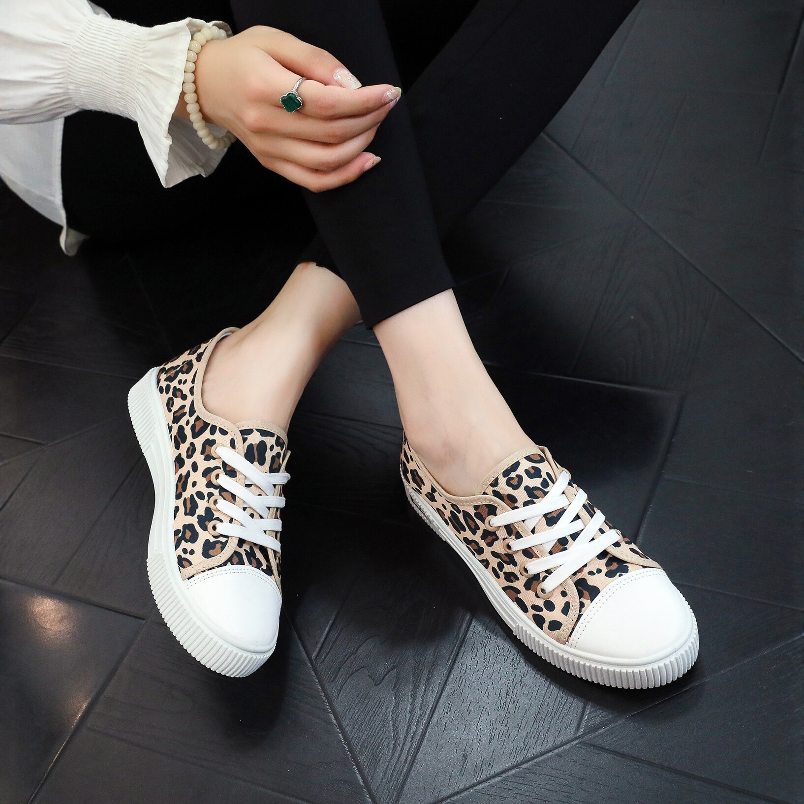 Canvas Lace-Up Flats, picture 2 of 3