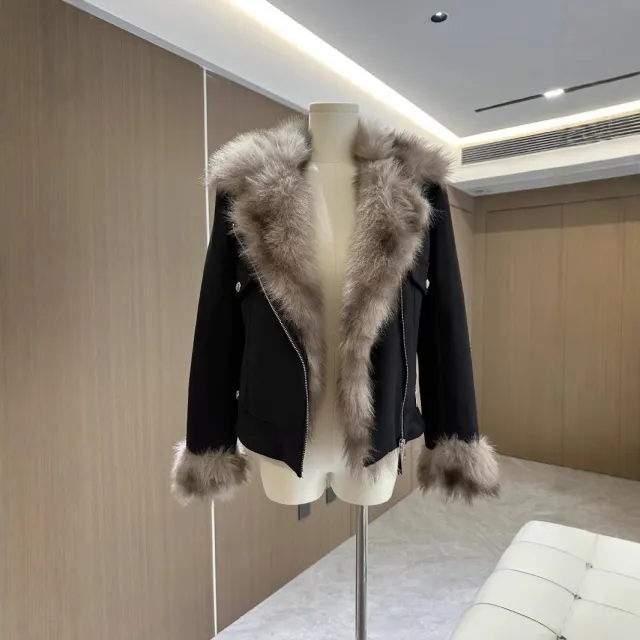 Winter Black Fur Motorcycle Warm Jacket Black Fur Coat - Shop at LoveMi