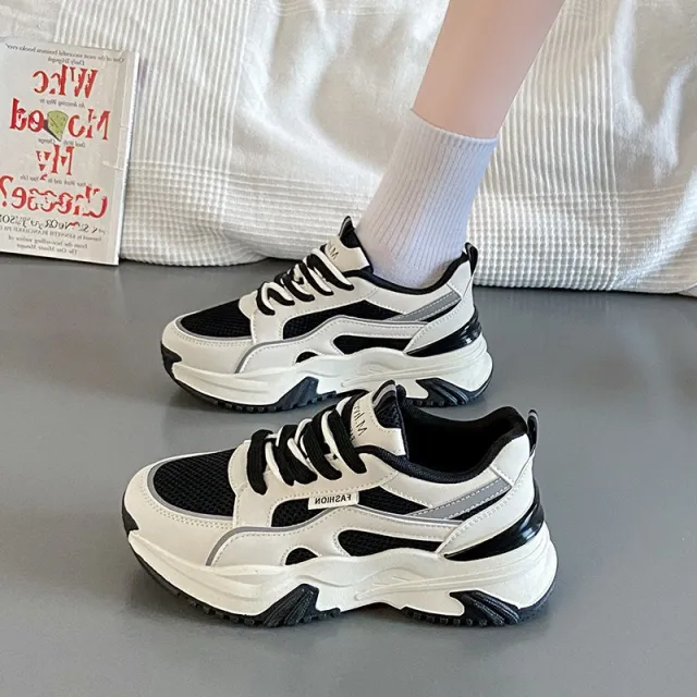 New Platform Mesh Surface Breathable Casual Sneaker Black - Shop at LoveMi