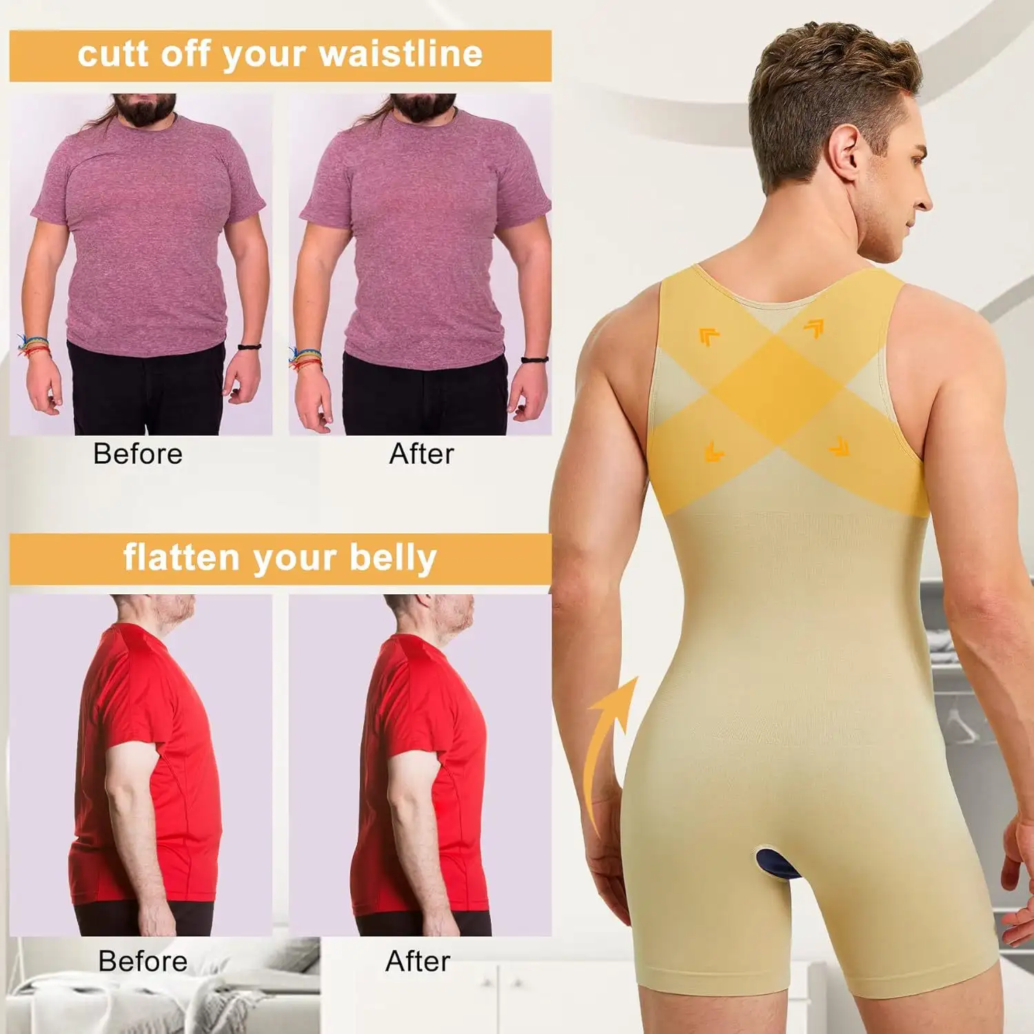 Men's Body-shaping Corsets Crotch Hollow-out Cinched Belly Contracting Inner Wear Base Body-shaping Corsets