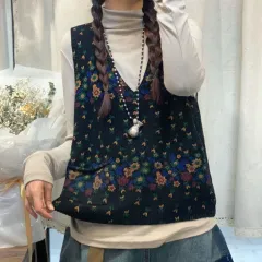 Retro Easy Matching Knitted Sleeveless Vest Fashion Classic Top - Black - View 1