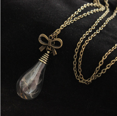 Wishing Dandelion Seed Glass Ball Pendant Necklace Fashion Handmade Ornament